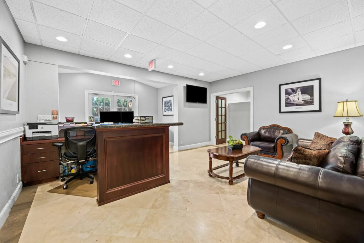 Reception and waiting area inside 2211 Davie Blvd office