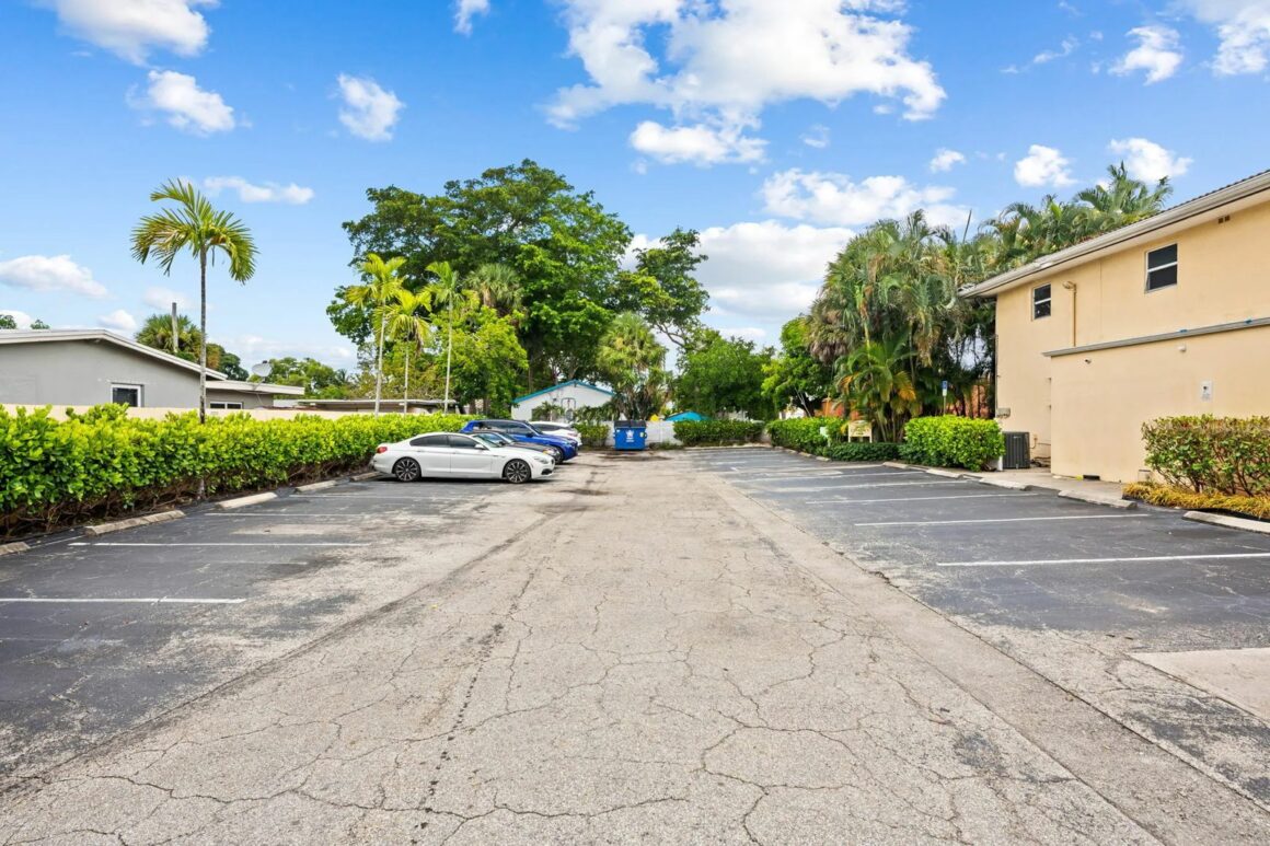 Rear parking lot at 2211 Davie Blvd office building